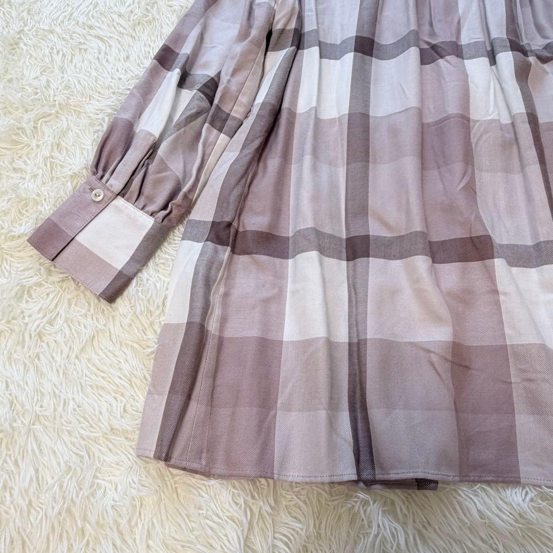 美品　ブルーレーベル クレストブリッジ チェックエアリーツイルブラウス　38
