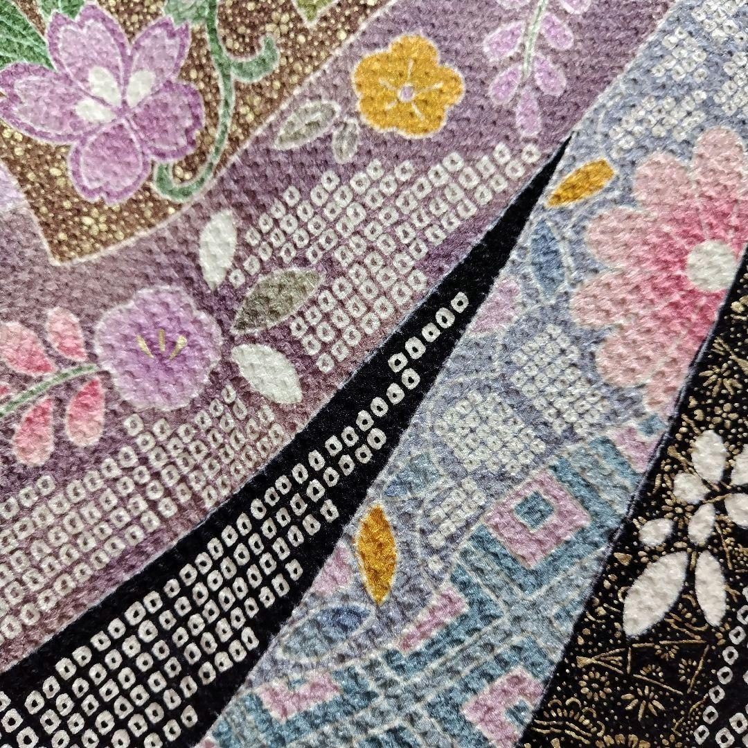 振袖フルセット(8点)・成人式・総絞り・エンボス加工・胴裏正絹・正絹・逸品