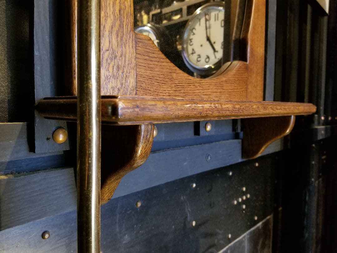 イギリス製　ヴィンテージ　オーク　オーバル　ウォール　ラック　ミラー