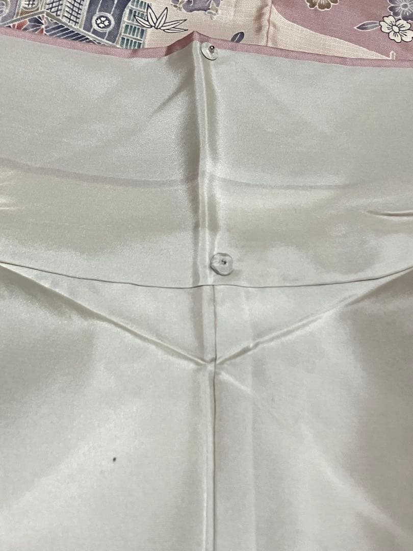 本場縞大島紬 付下げ訪問着 型絵染 桜楓楼閣 江戸風景 共八掛 証紙 イ6605