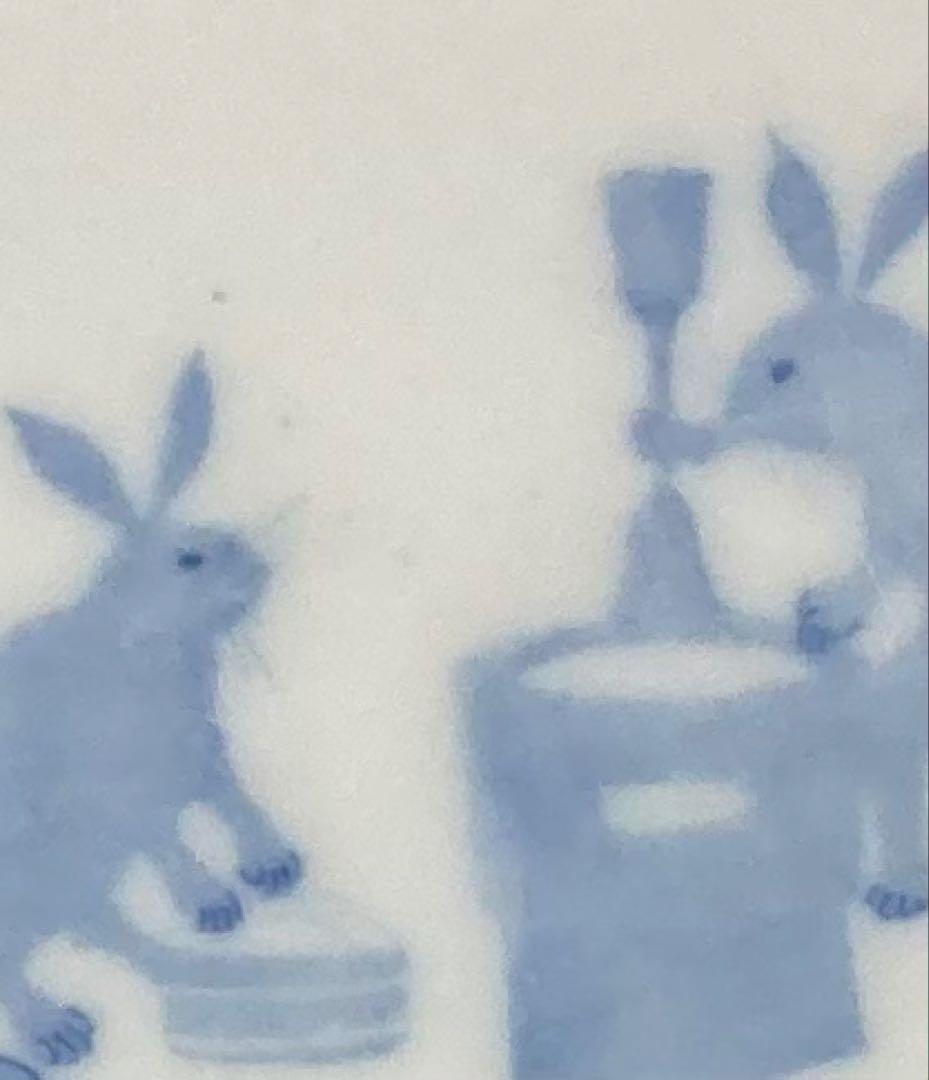 B559b 印判 兎の餠つき 小皿1枚　裏に蝙蝠　図変り　満月　骨董