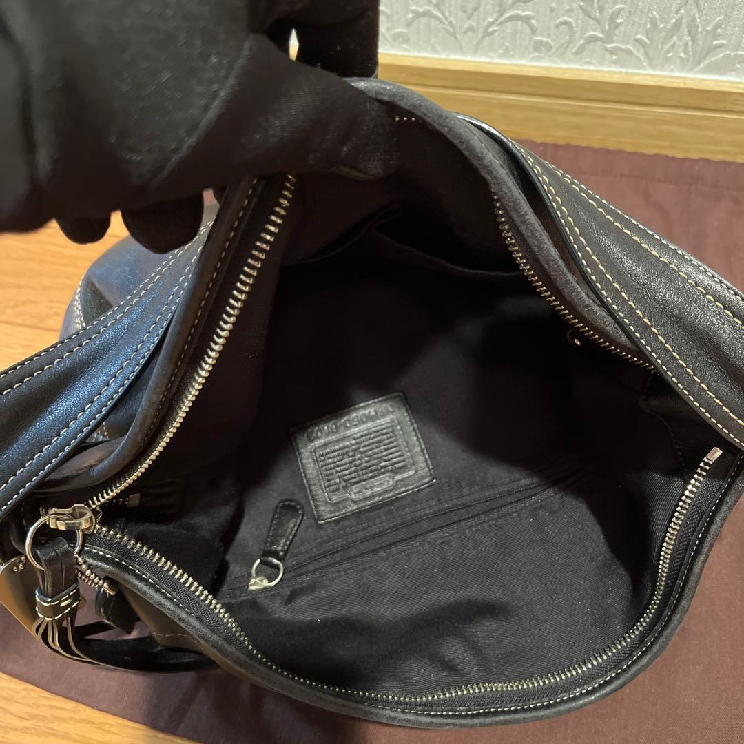 極美品✨COACH ブラックレザー ショルダーバッグ