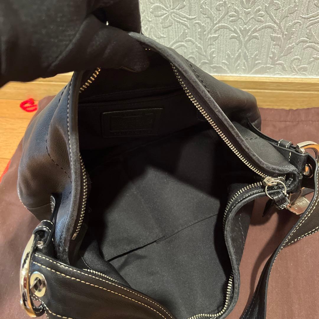 極美品✨COACH ブラックレザー ショルダーバッグ