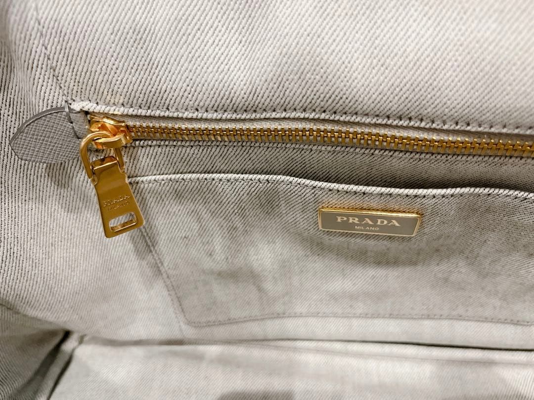 PRADA デニムトートバッグ M カナパ ビアンコ