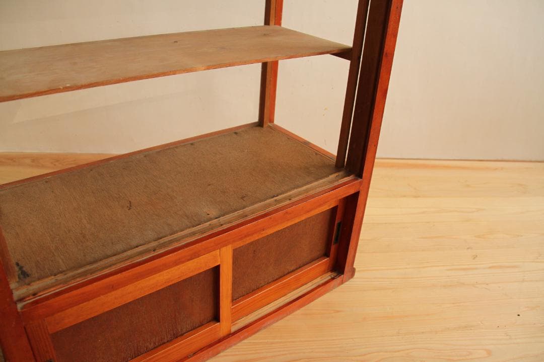 ガラス棚　デイズプレイ棚　店舗什器　棚　木製アンティーク　高さ約90㎝