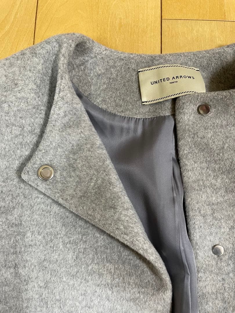 【値下げ】UNITED ARROWS ノーカラーベルスリーブコート　38サイズ
