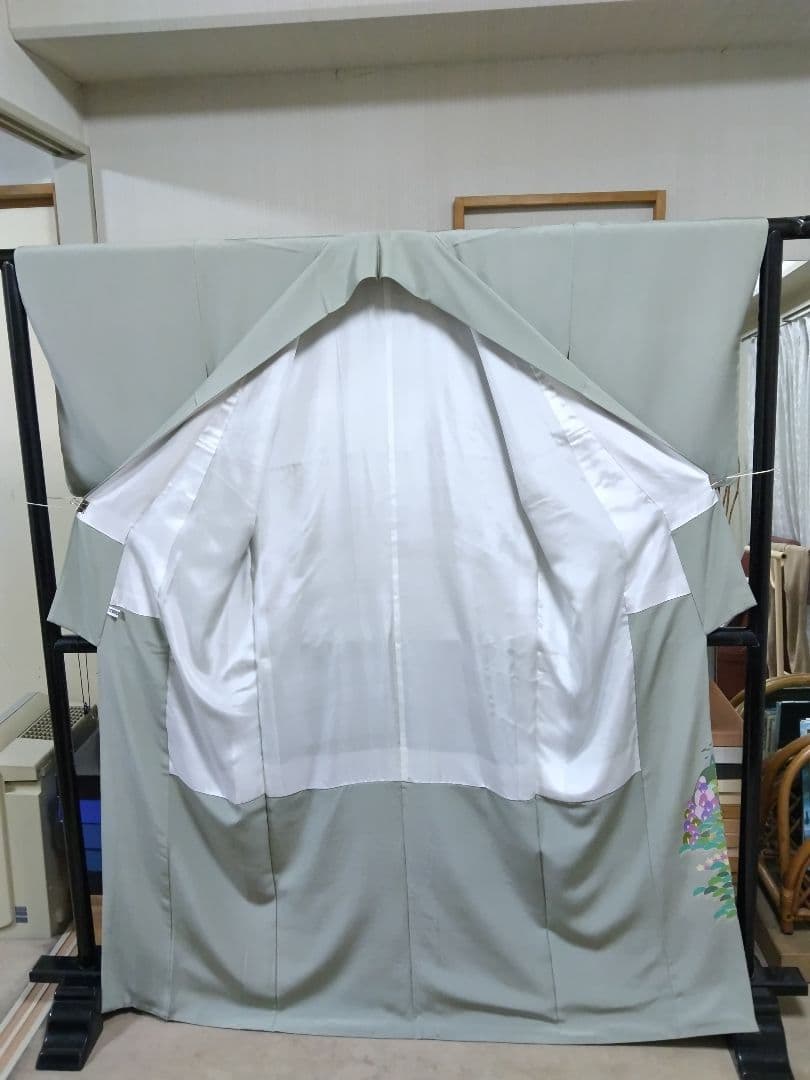 T-302 色留袖 京加賀友禅 一つ紋 袷 樹木 家屋 暈し 落款 美品