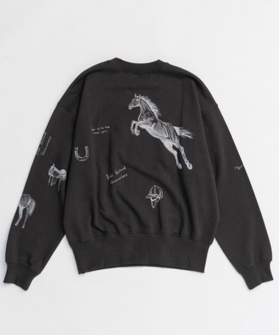 新品　MAISON SPECIAL 総柄プリント　トレーナー　チャコールグレー