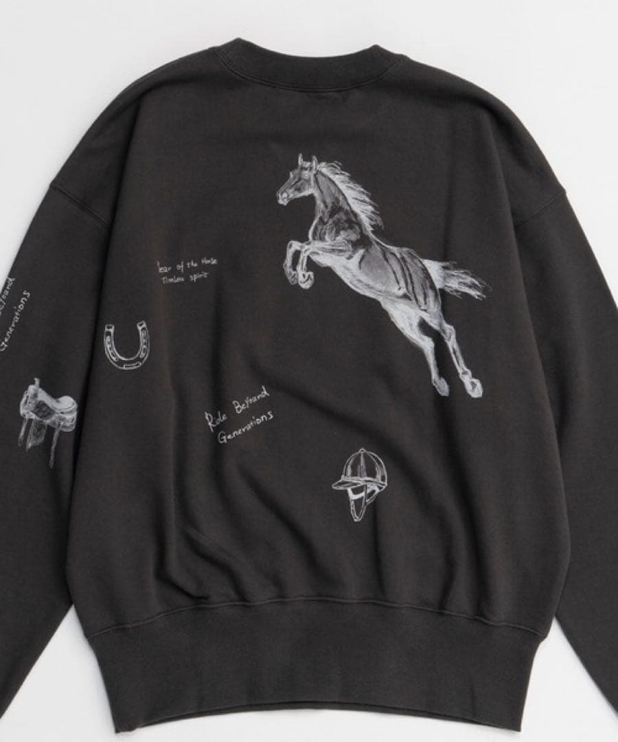 新品　MAISON SPECIAL 総柄プリント　トレーナー　チャコールグレー