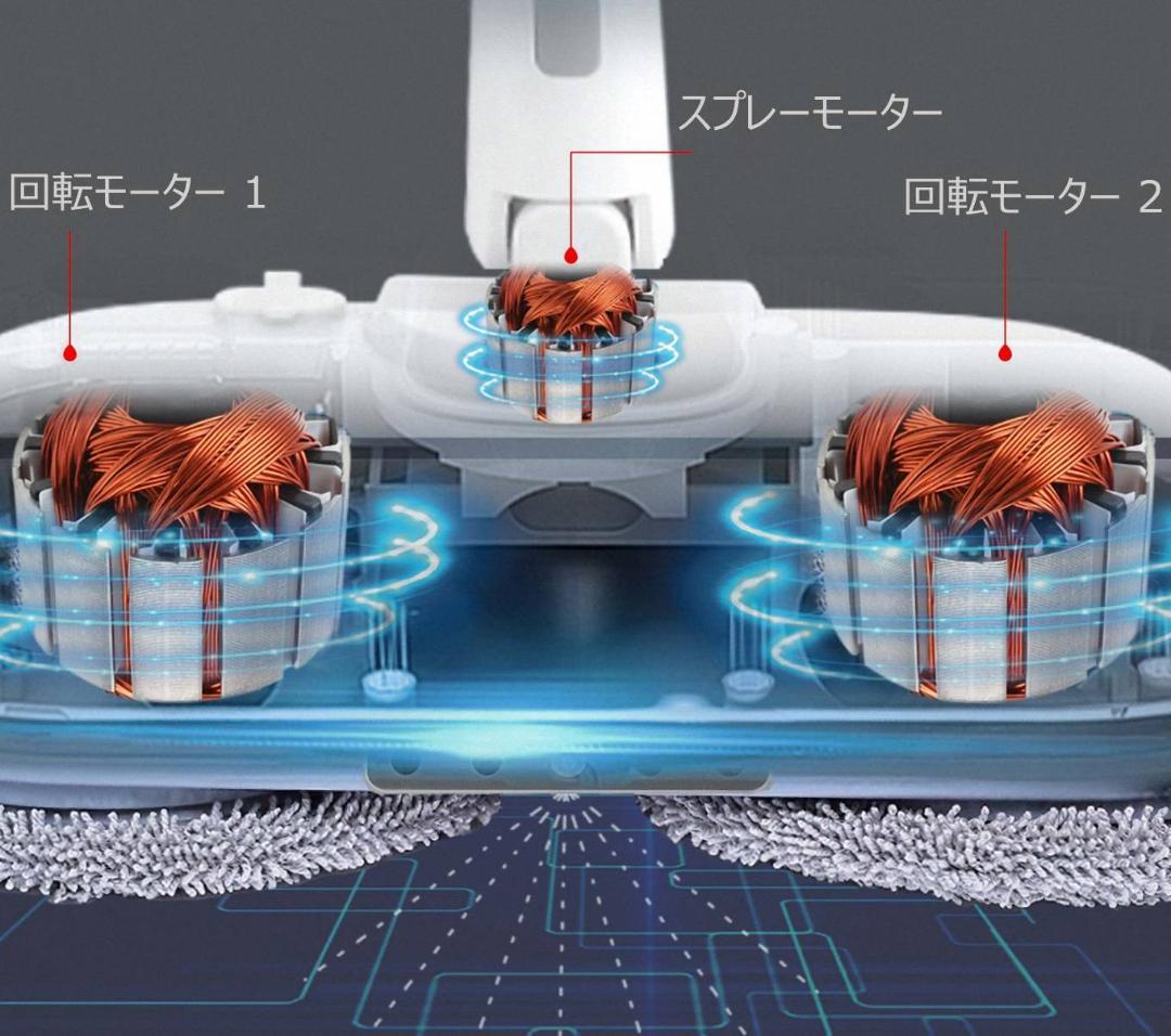 コードレス回転モップ 長さ調節可 スプレー機能付き