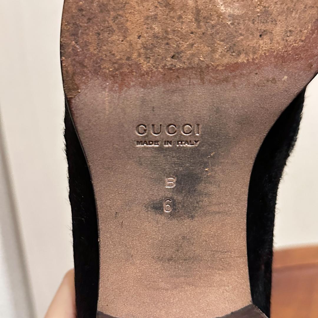 【GUCCI】ハラコ ローファー ブラウン サイズ6 / sh151