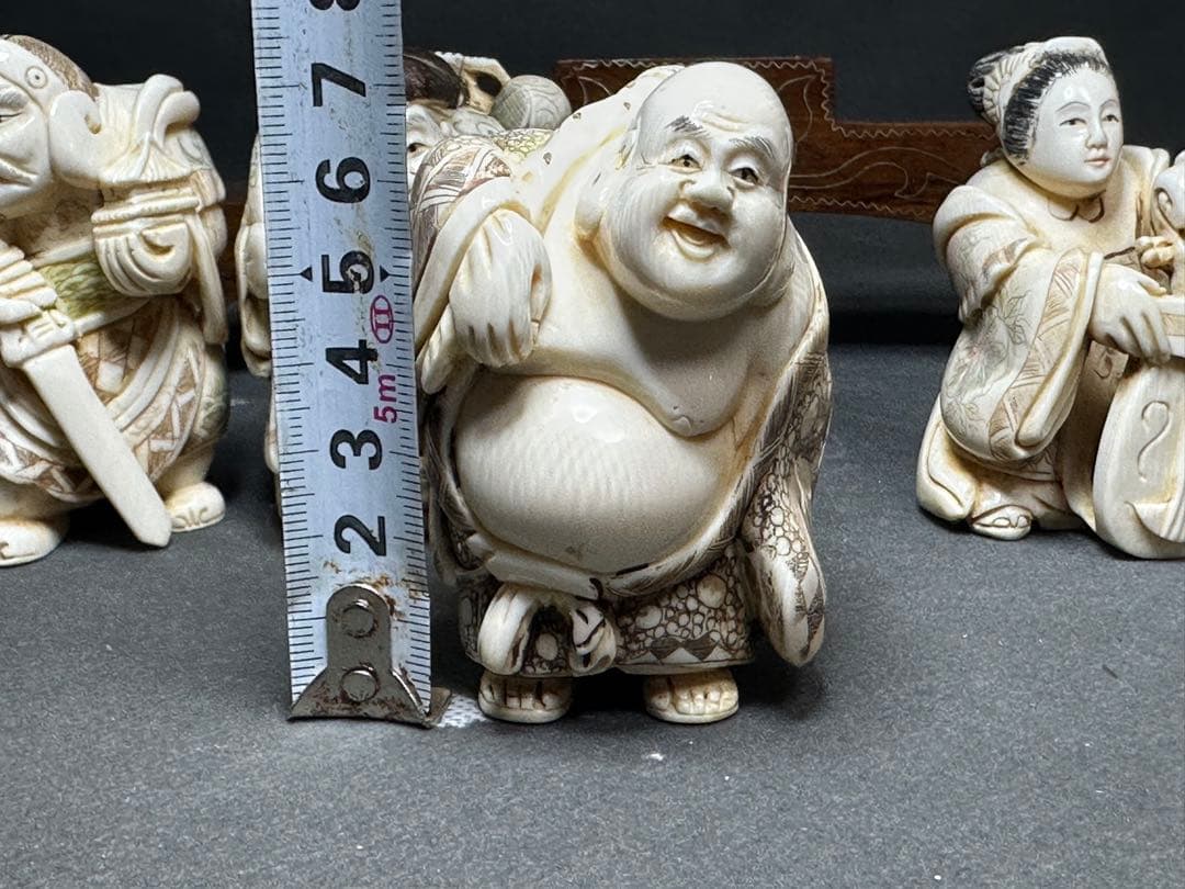 極上　七福神　置物　根付　天然素材　アンティーク　和彫　骨董　飾り物　古美術品