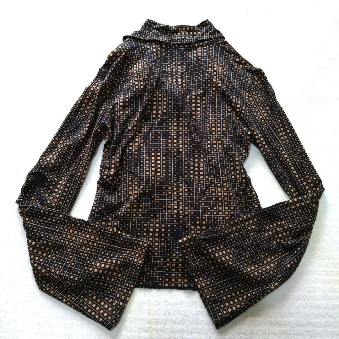 フェンディ Fendi リボン付き長袖シャツ ズッカ柄 イタリア製 ストレッチ