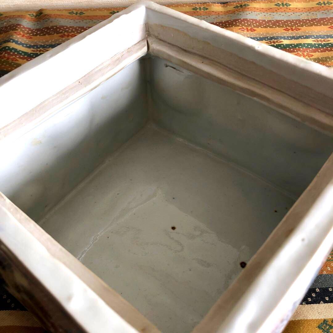 【値下げ】　水差　染付　河本五郎　染付四方水差　茶道具　瀬戸　河本礫亭　磁器