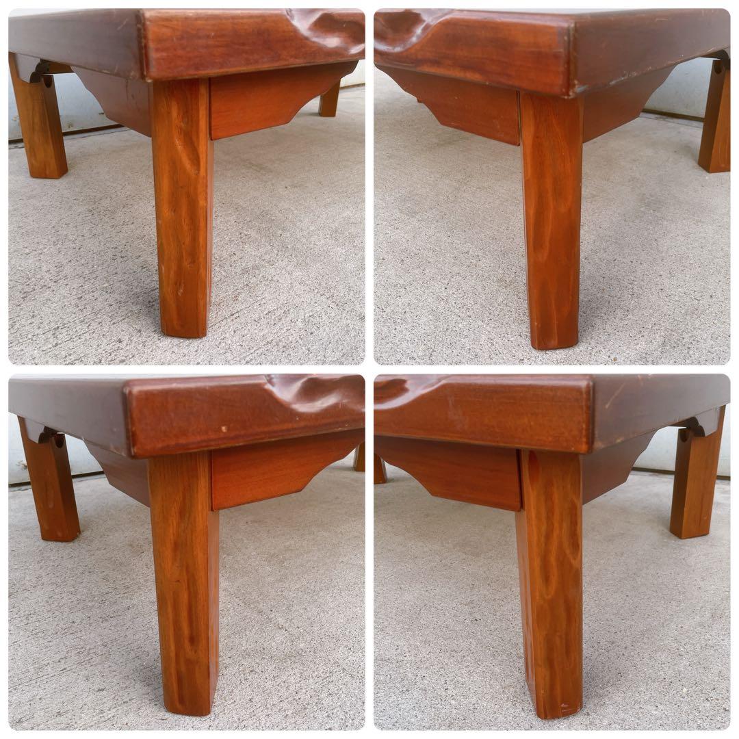 【美品送料込】高級一枚板風 折り畳み座卓 昭和レトロ アンティーク 職人手作り