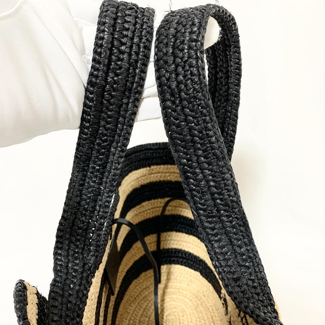 美品　ロエベ　エレファント　カゴバッグ　トート　ラフィア　アナグラム　ストライプ