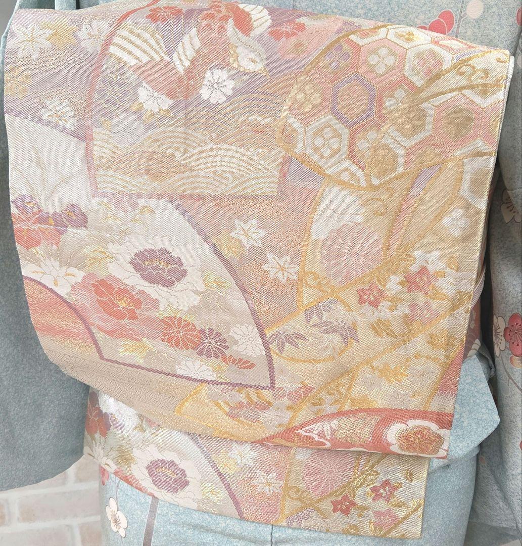 訪問着4点フルセット着物、袋帯、帯締め、帯揚げ トールサイズ対応