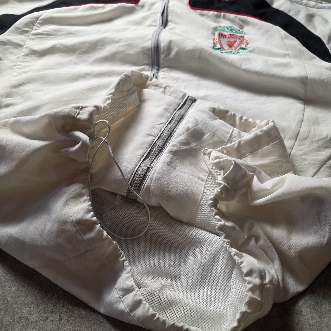 adidasアディダスリヴァプールナイロンジャケットドローコード刺繍ロゴサッカー