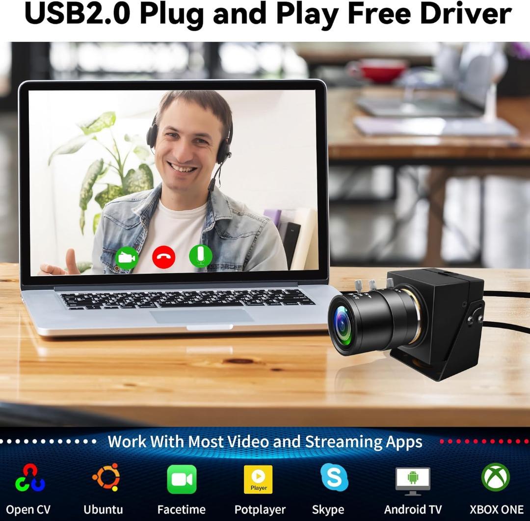 ELP 5メガピクセル USBカメラ 2.8-12mm 4倍望遠光学レンズ