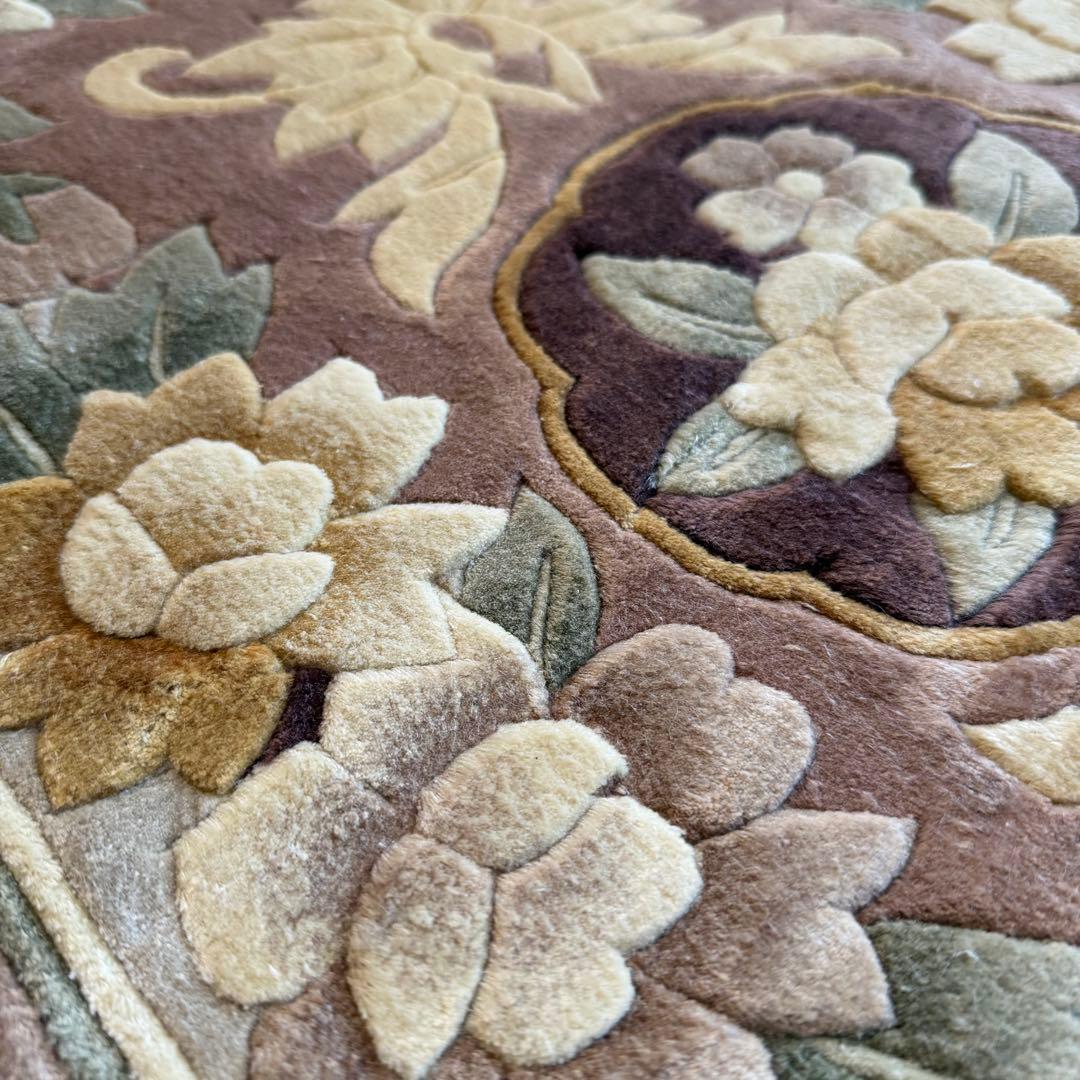 M503❀【未使用】中国段通 シルク100％ タグ付き 手織り絨毯 カーペット