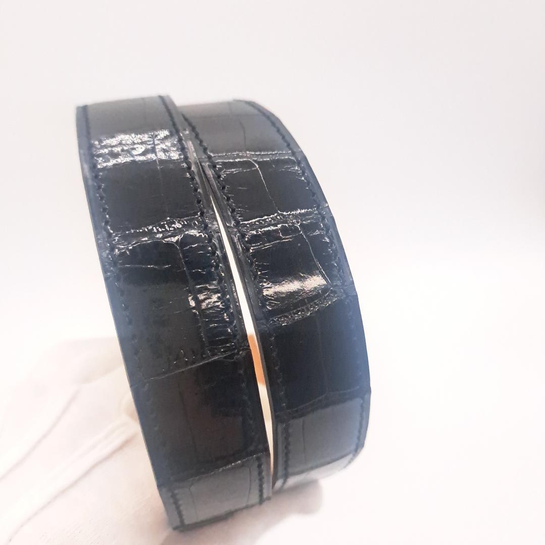 エルメス HERMES Hベルト リバーシブル アリゲーター ゴールドバックル