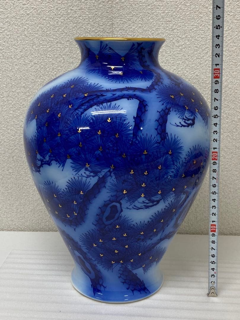 3-3289 香蘭社の染錦模様老松文花瓶