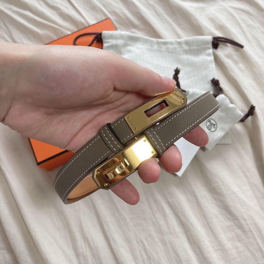 HERMES エルメス ケリーベルト エトゥープ ゴールド金具