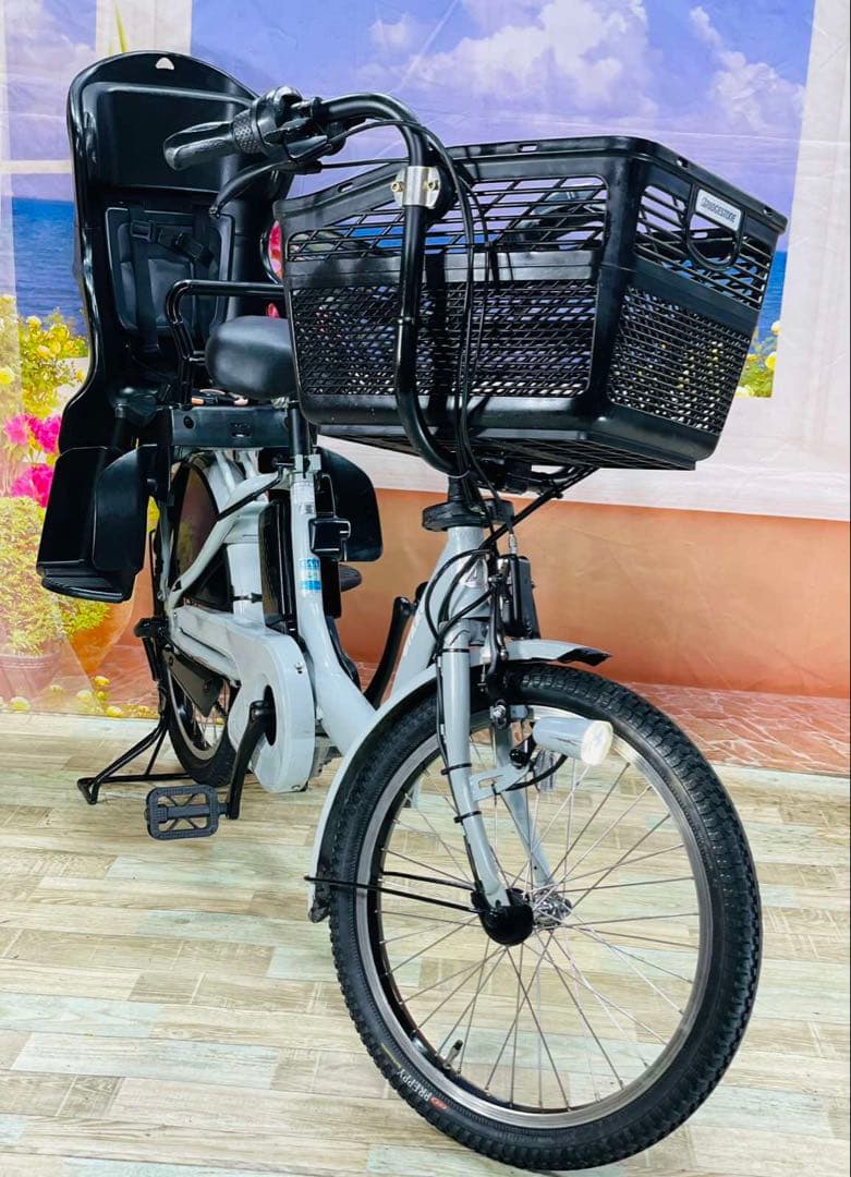 Y2232人気モデル！ビッケ12AH⭐️ブリヂストン子供乗せ電動アシスト自転車