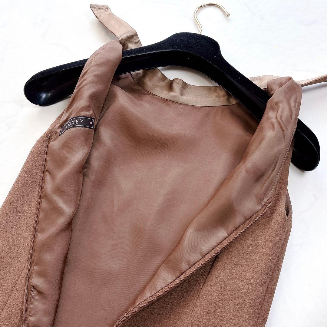 【FOXEY】クリーニング済　クリスタルラッフルドレス　ノースリーブワンピース