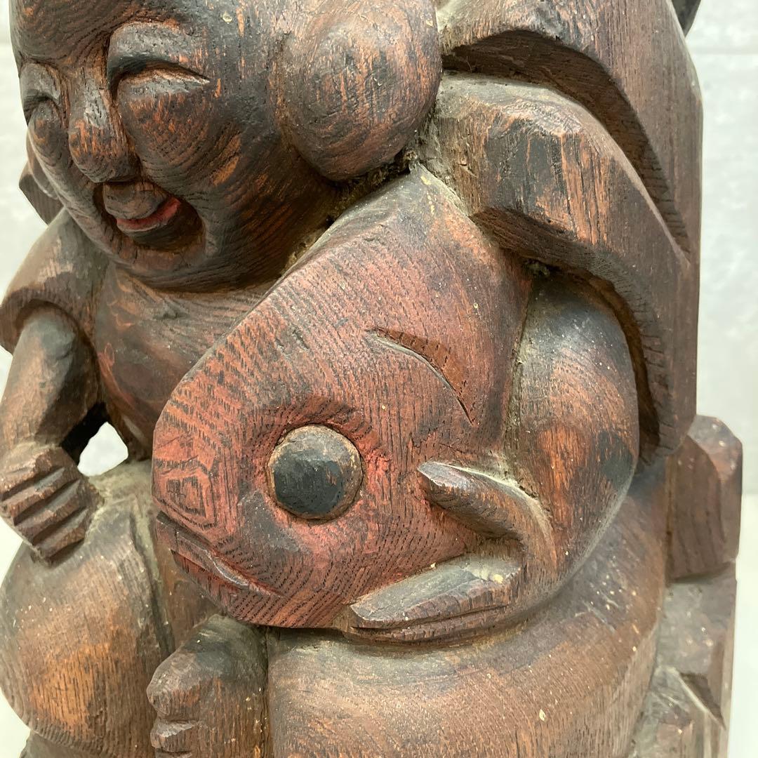 アンティーク 骨董 木製 木彫り 木彫 彫刻 恵比寿 大黒天 七福神 縁起物