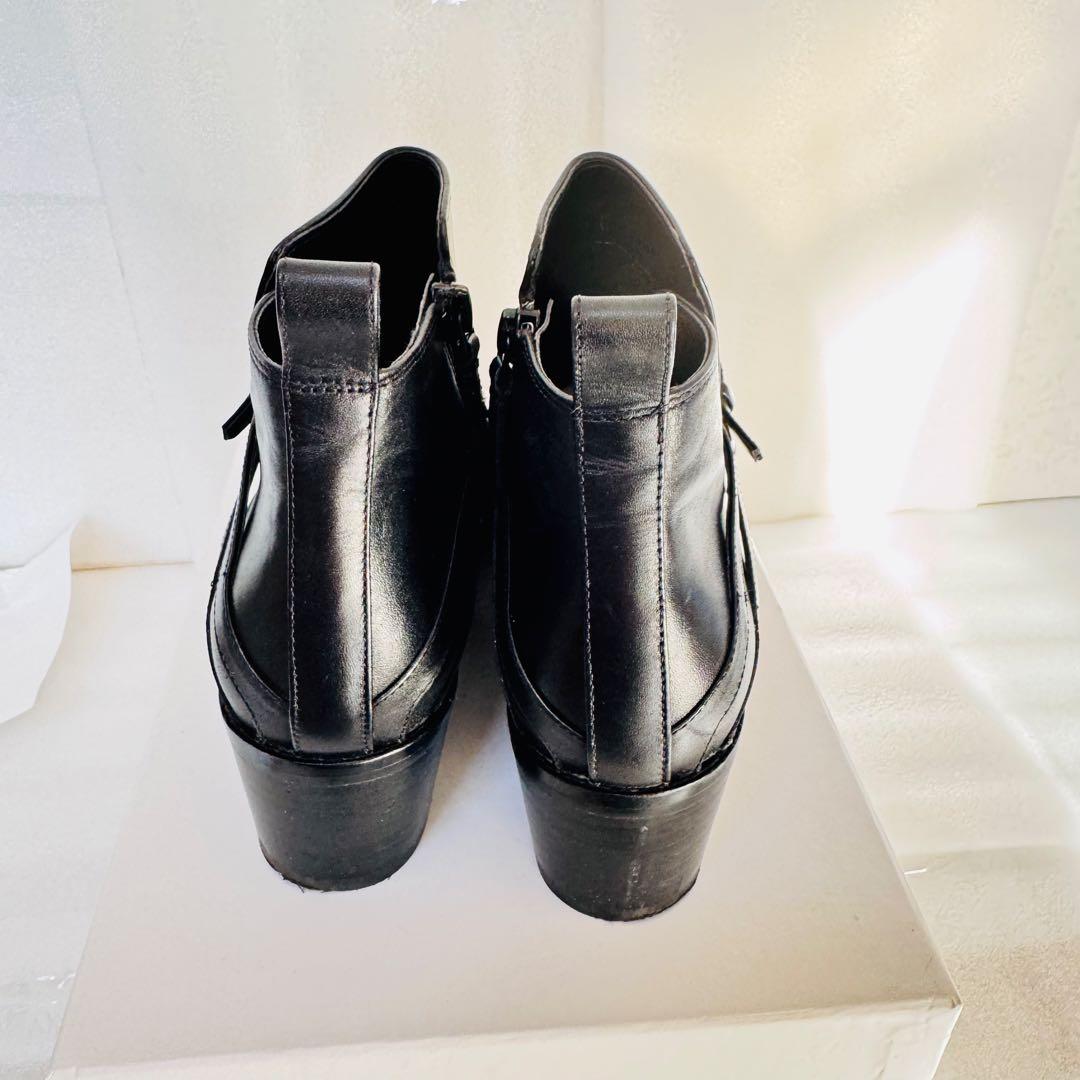 【極美品】COLE HAAN レザー ショートブーツ 23cm 黒 箱付　秋冬