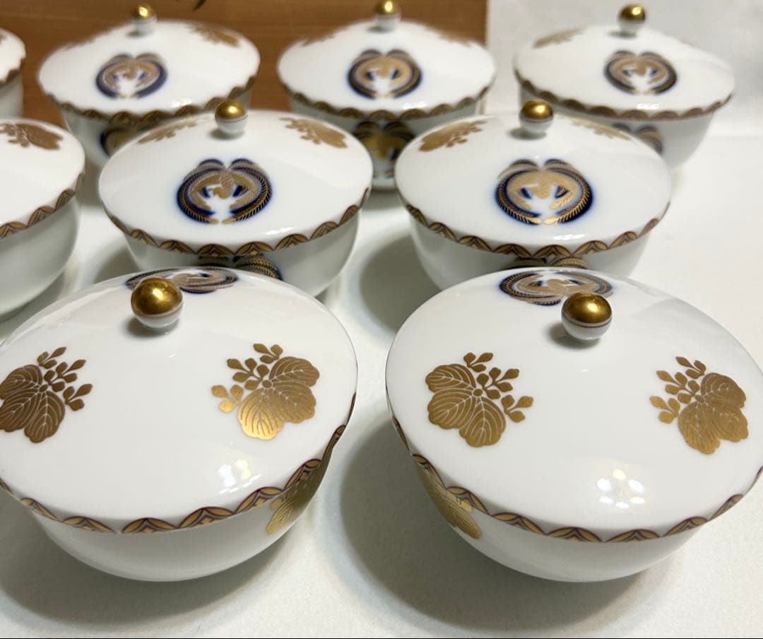 香蘭社 有田焼 蓋付汲出碗 5客 色絵金彩桐鳳凰文 煎茶碗揃 13客 和食器