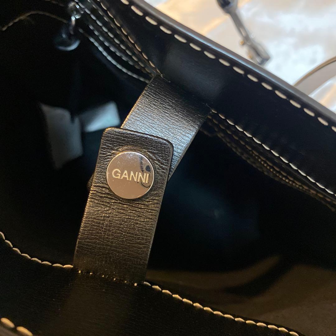 GANNI ブラックレザーショルダーバッグ トートバッグ 2way 保存袋あり