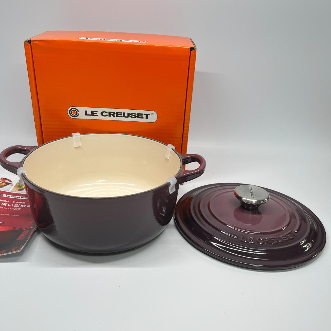 ル・クルーゼ　ココットロンド 20cm フィグ　シルバーノブ　新品