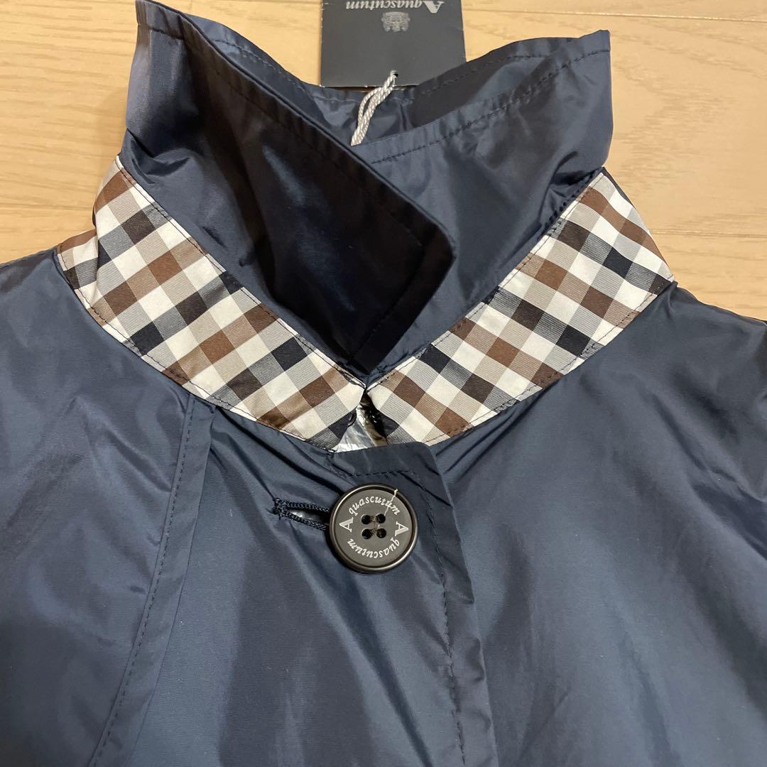 Aquascutum アクアスキュータム 帽子付きレインコート ネイビー 8