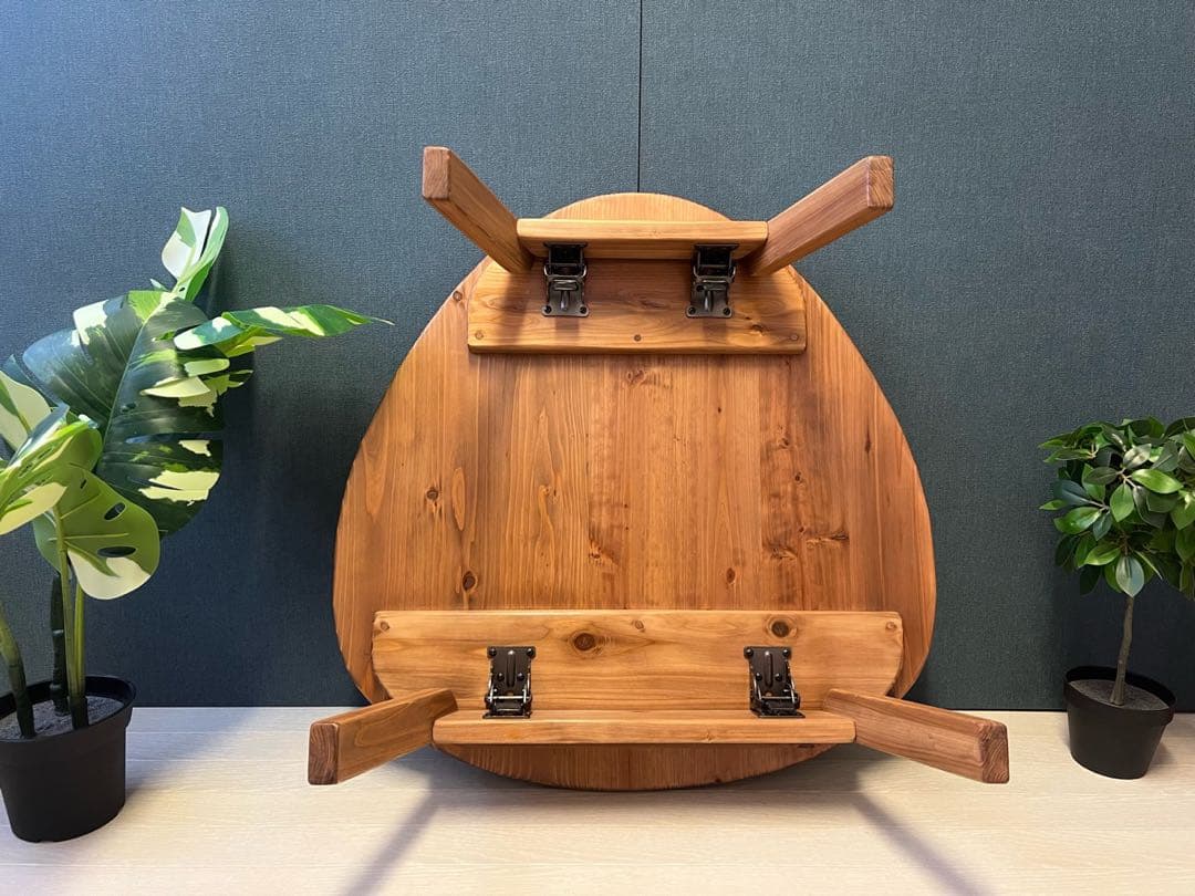 【送料無料】 ローテーブル おにぎり 約70cm 杉 ブラウン 折り畳み 木組脚