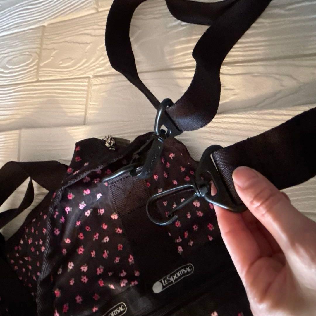 レスポートサック　ボストンバック　黒×花柄　ミニポーチ付　新品　未使用