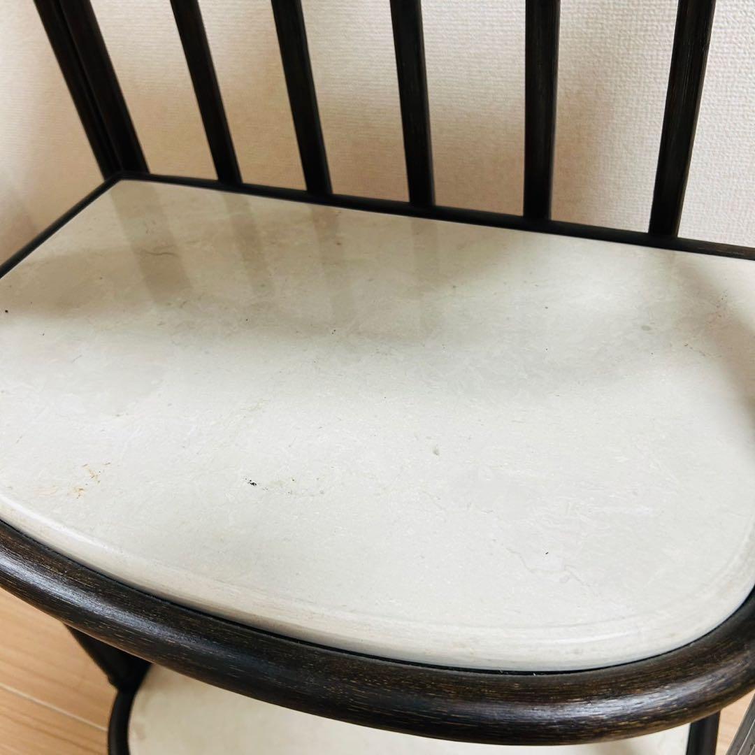 アンティーク調 ラタンフレーム 大理石風 3段ラック レトロ家具