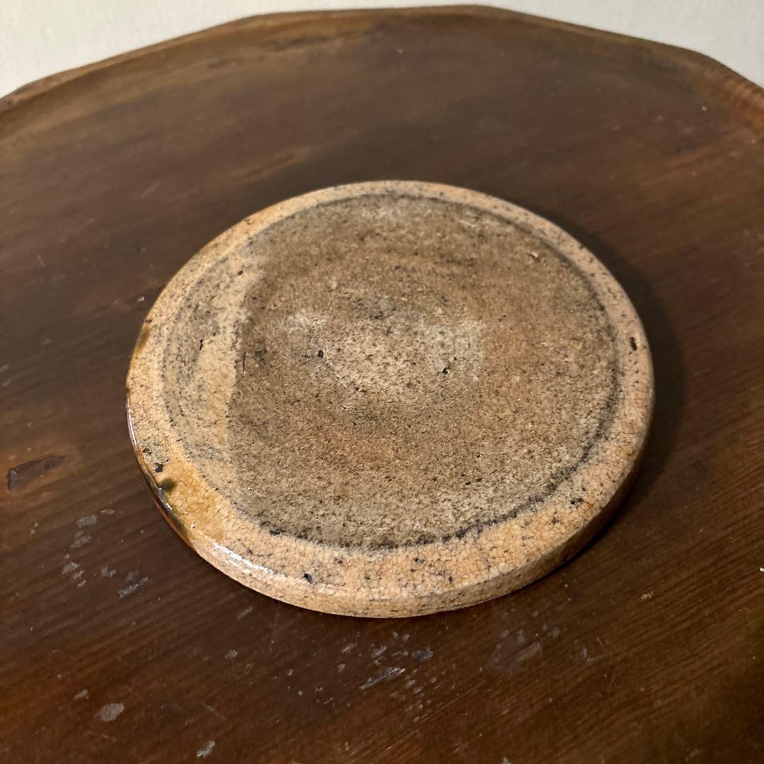 古瀬戸　織部釉行灯皿 行燈皿　石皿　古民芸　美濃　古美術　唐津　検:李朝白洲正子