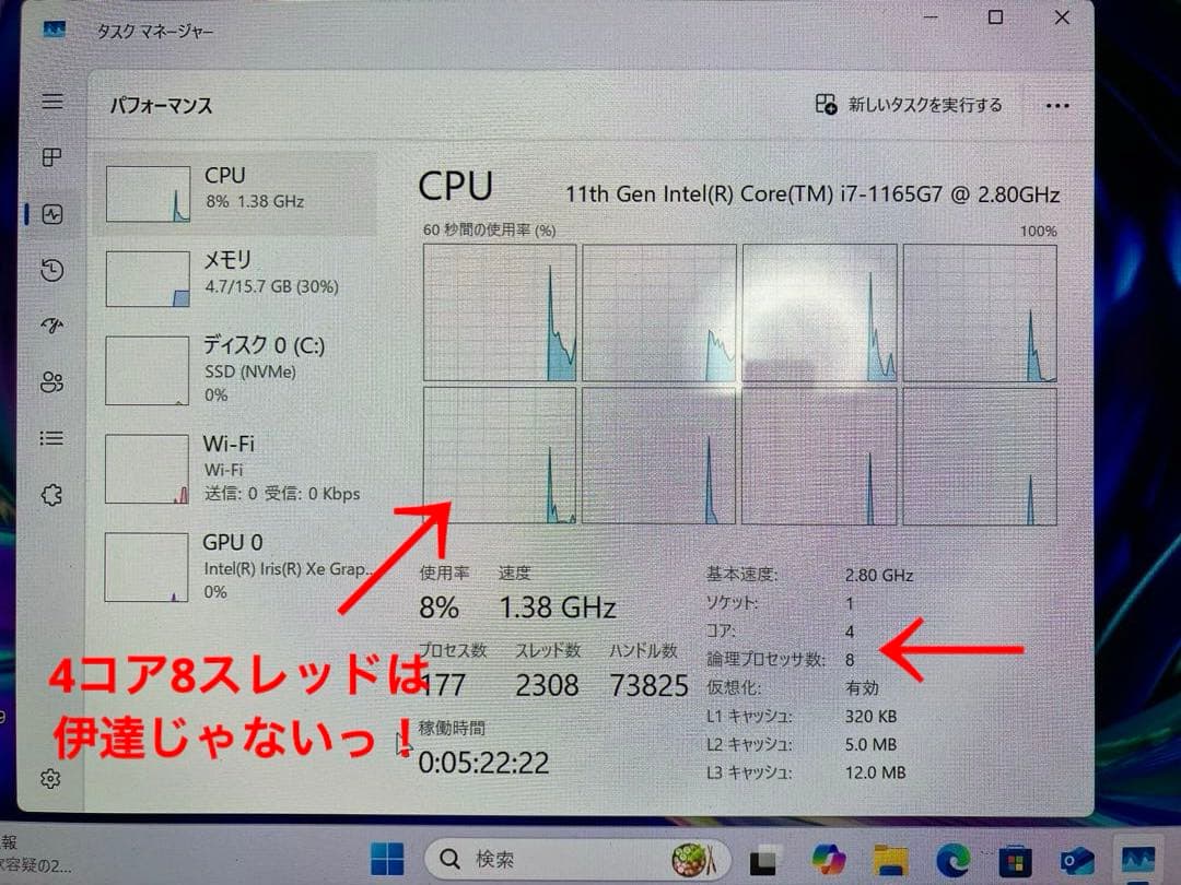 asus zenbook UX325E 有機EL Core i7 メモリ16GB