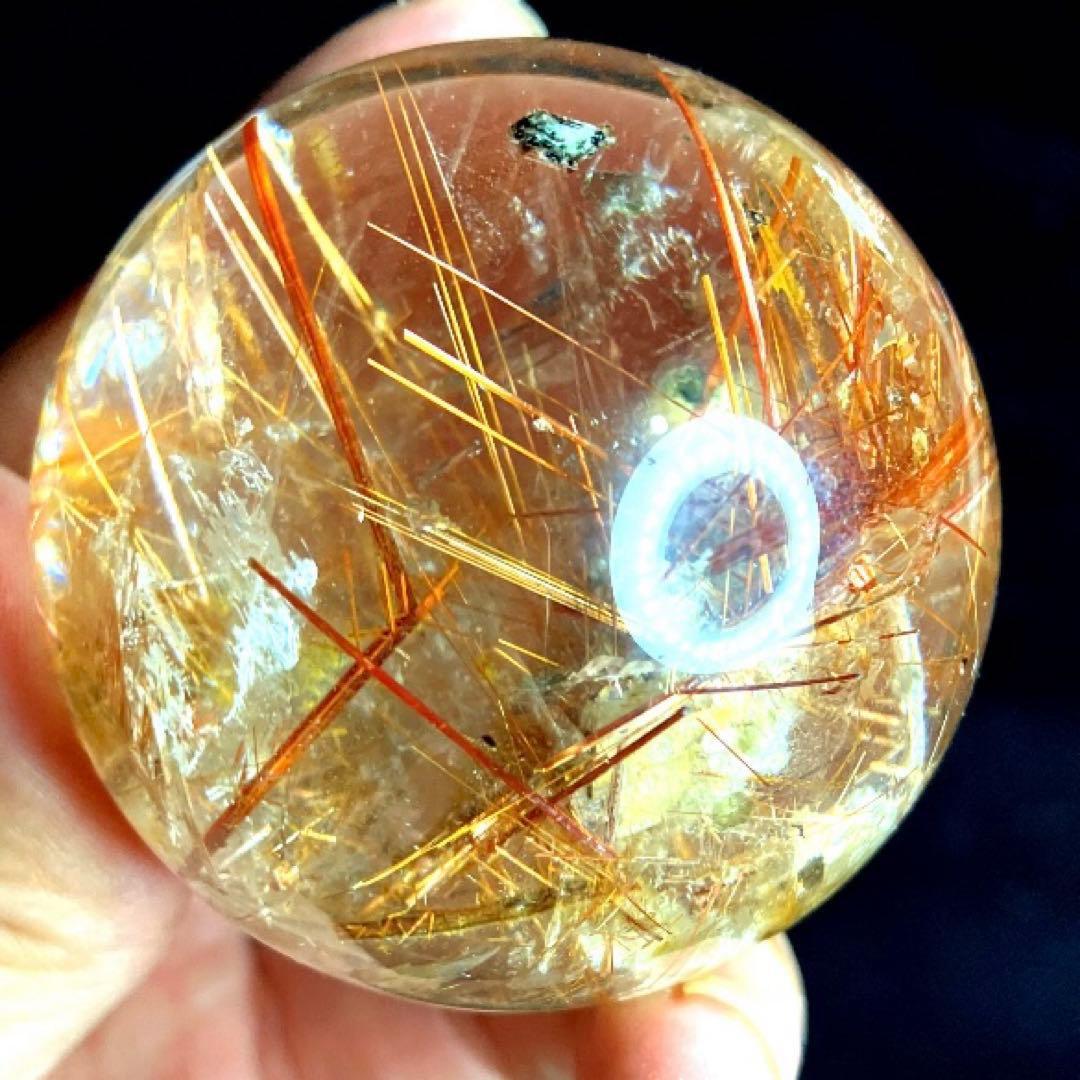 TAKU　50mm ゴールドタイチンルチルクォーツ　丸玉　スフィア