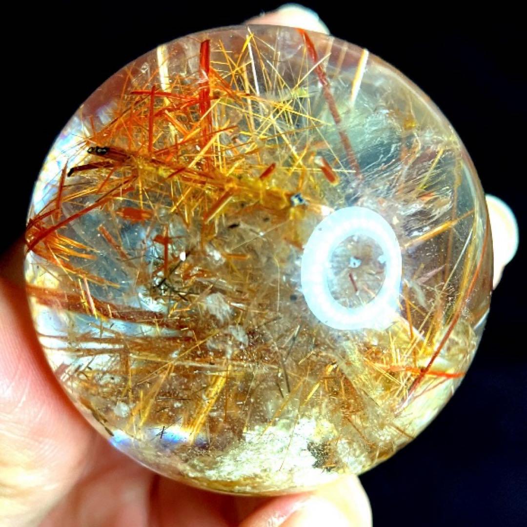 TAKU　50mm ゴールドタイチンルチルクォーツ　丸玉　スフィア