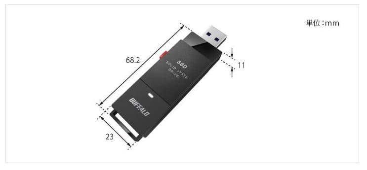 BUFFALO 外付けスティック型SSD 2TB★極美品・使用頻度少ない