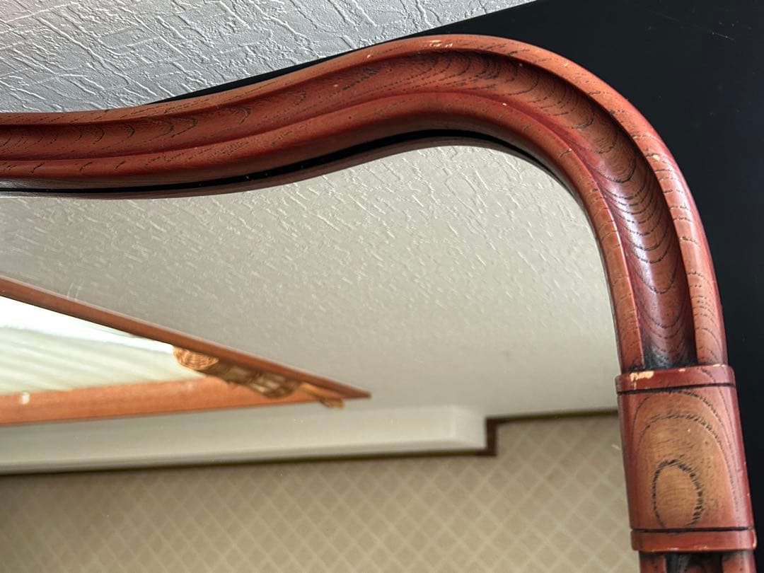 アンティーク　ニッカ　壁掛け鏡　リボン　ウォールミラー　昭和レトロ　ビンテージ