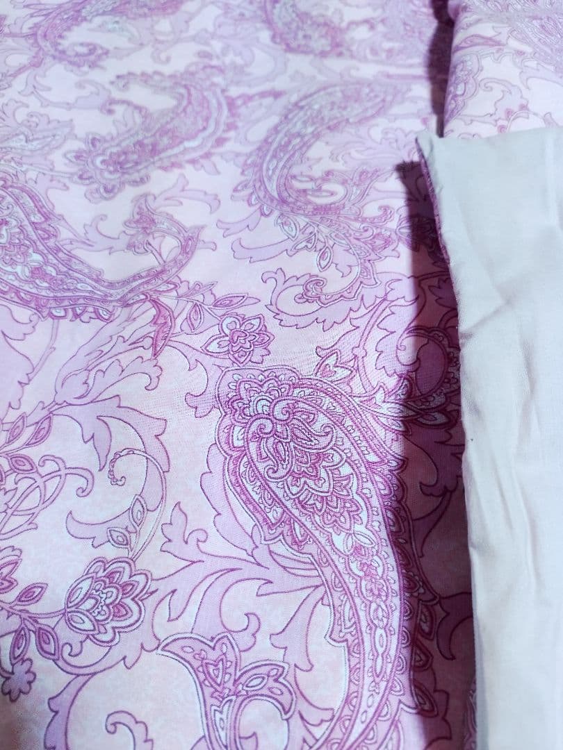 【美品】新品カバー付き　羽毛掛ふとん　日本製　シングル　ペイズリー柄