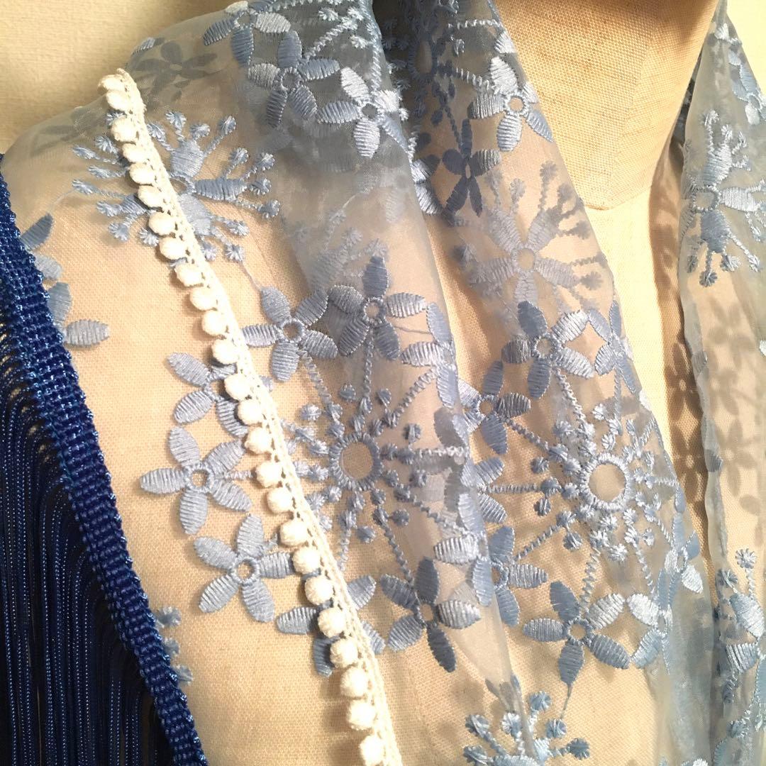 フラメンコ 衣装 シージョ 花柄刺繍 ブルー系