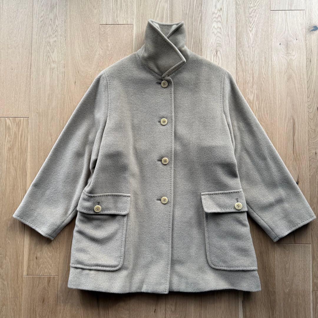 Max Mara マックスマーラ 白タグ ウール カシミヤ コート ファー付