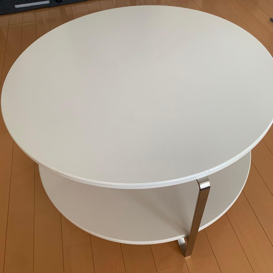 IKEA IMFORS 円形木製コーヒーテーブル 直径80cm 白　ホワイト