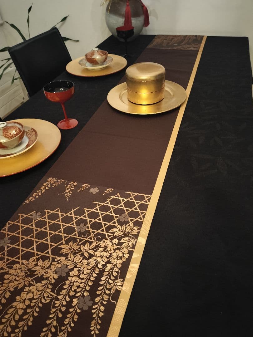 A928★逸品‼️ ひな祭り‼️正絹テーブルランナー2m14cm