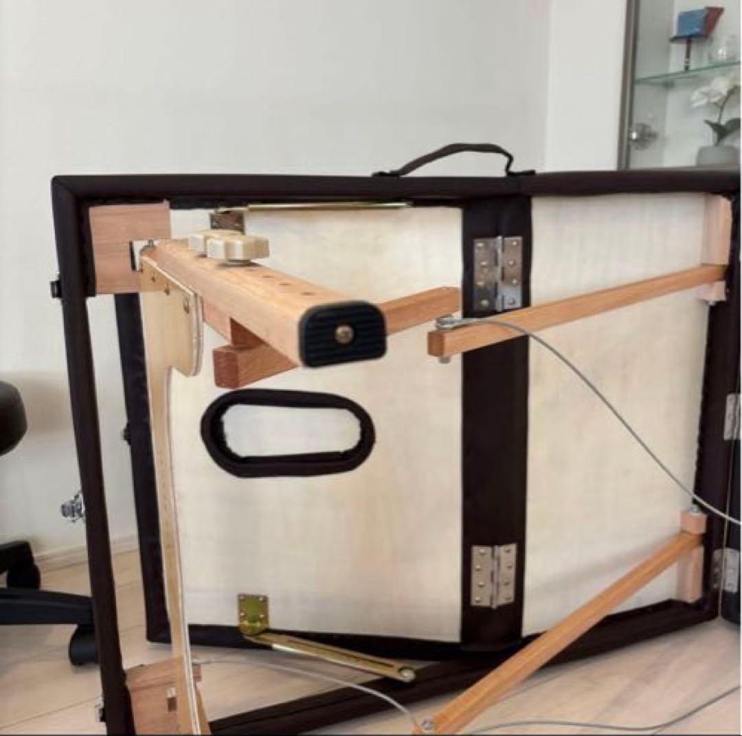 折りたたみ マッサージベッド 木製ダークブラウン スツール ブラウン丸椅子付き